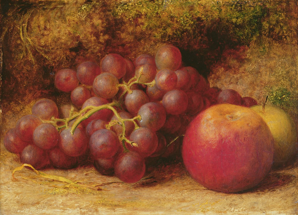 Stilleben med äpplen och vindruvor, c.1860 av William J. Webbe or Webb