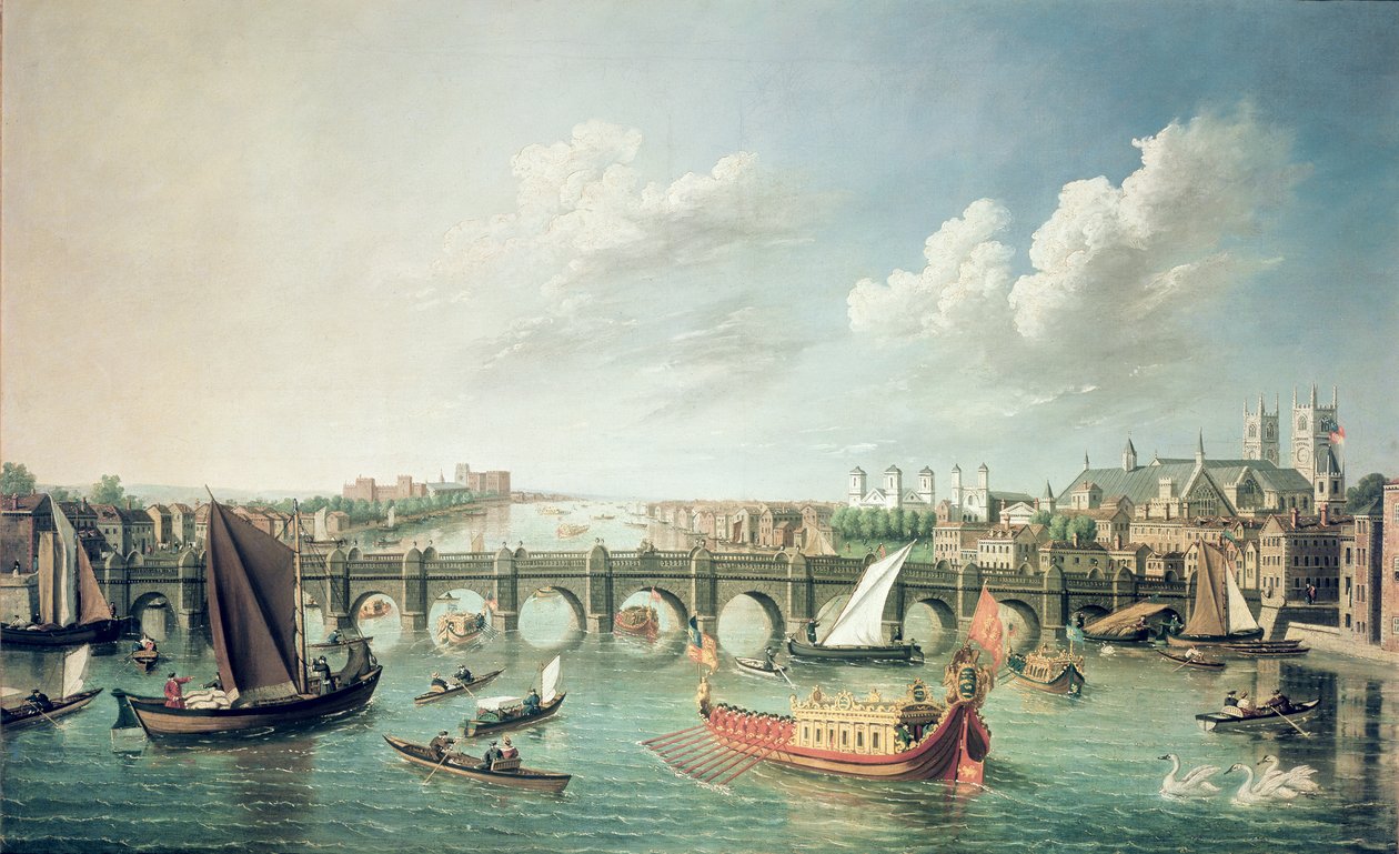 Themsen nedanför Westminster Bridge av William James