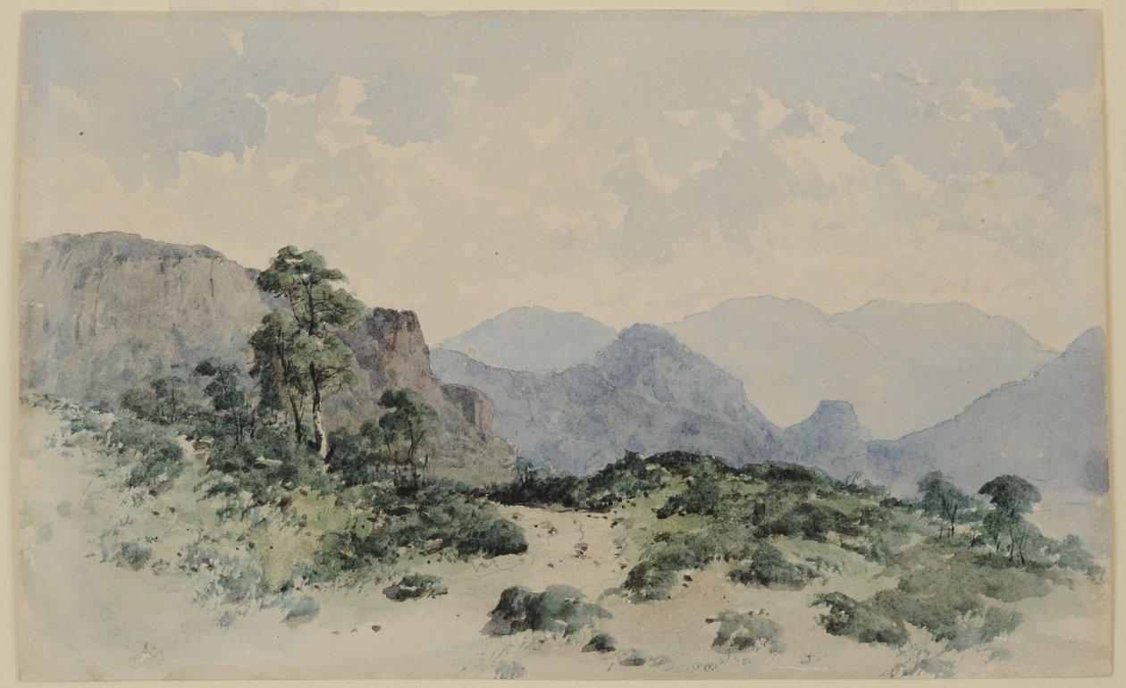 Lake District Fells, Borrowdale, 1840-58 (wc på papper) av William James Blacklock