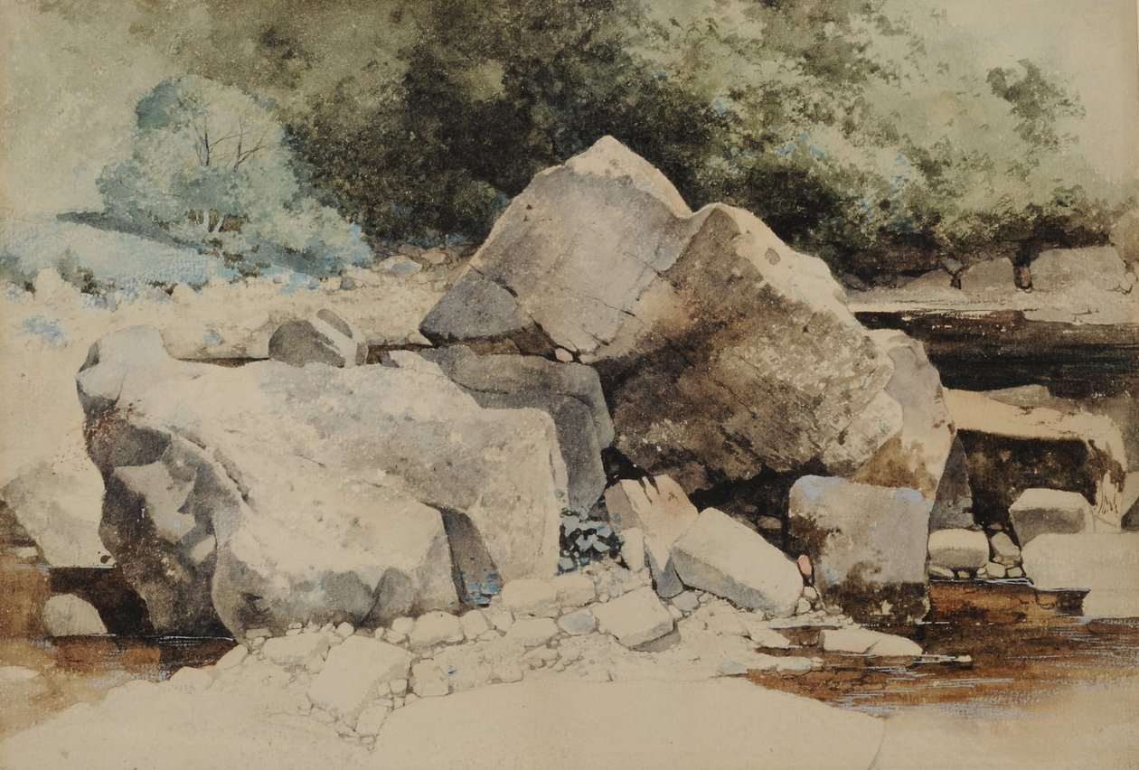 Rocks in a Mountain Stream, 1840-58 (wc på papper) av William James Blacklock