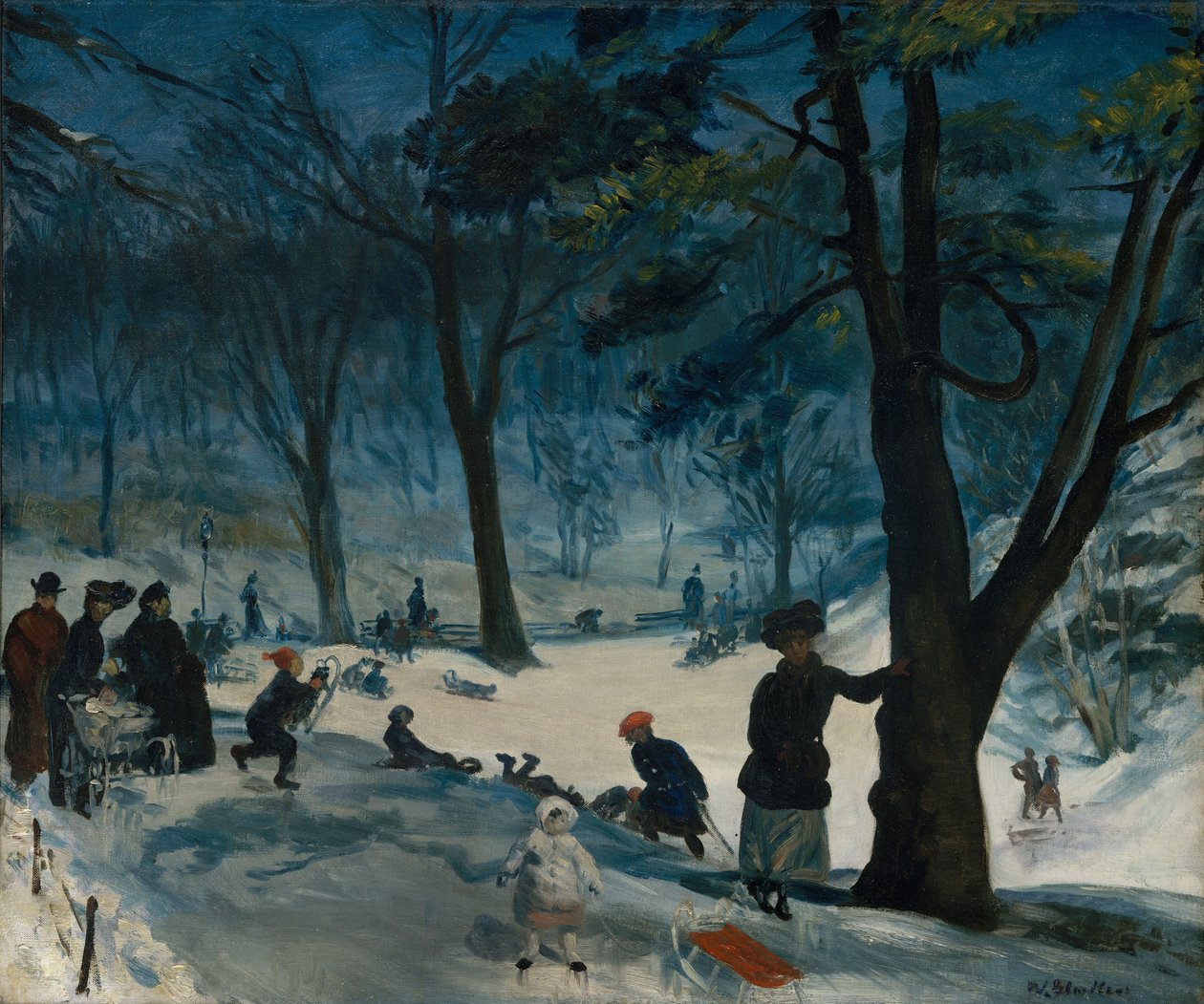 Central Park, vinter, ca 1905 av William James Glackens