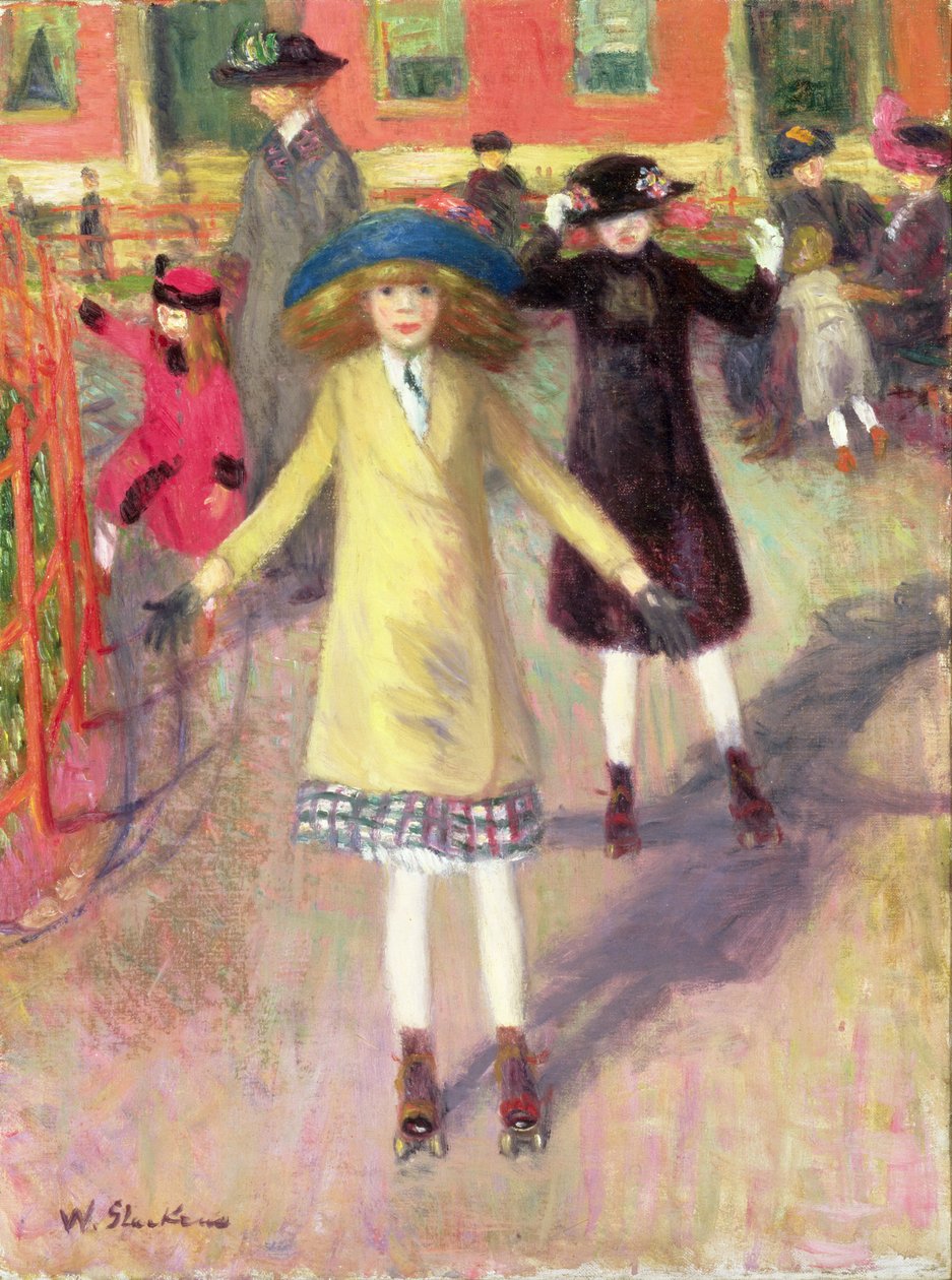 Barn rullskridskoåkning, ca 1918-21 av William James Glackens