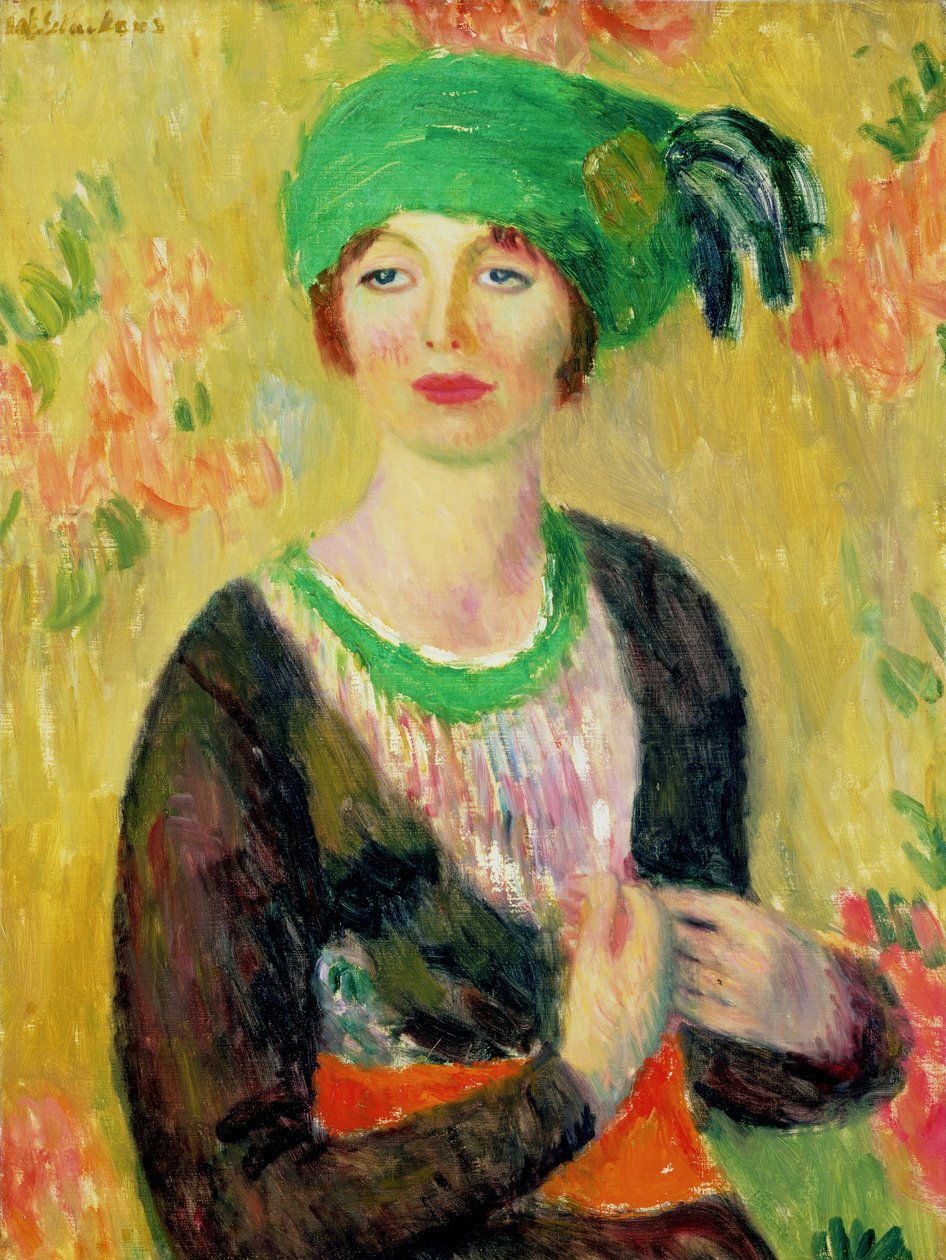 Flicka med grön turban av William James Glackens