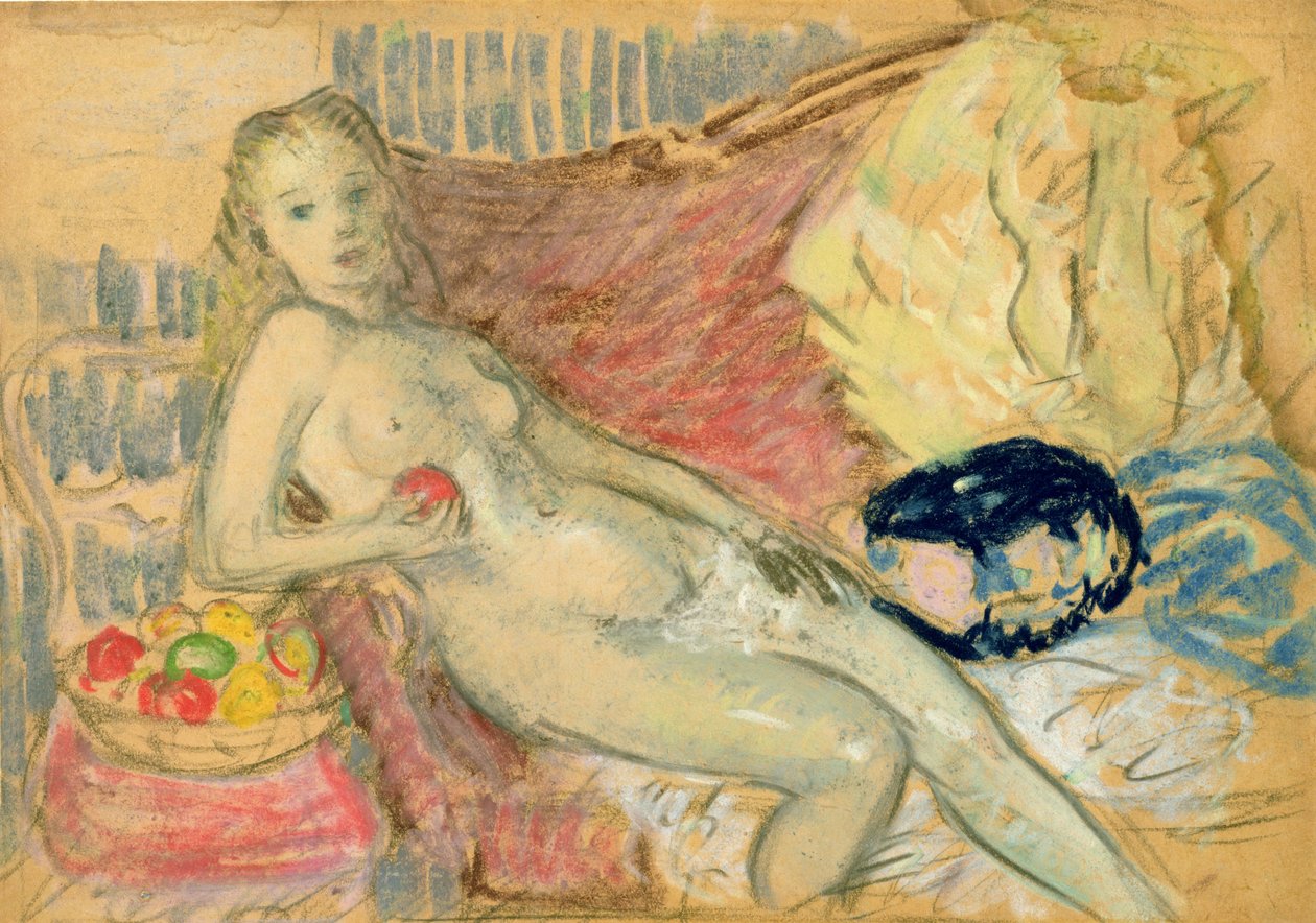 Studera för naken med Apple av William James Glackens