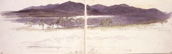 Solnedgång från Wordsworths Seat, Brantwood av William James Linton