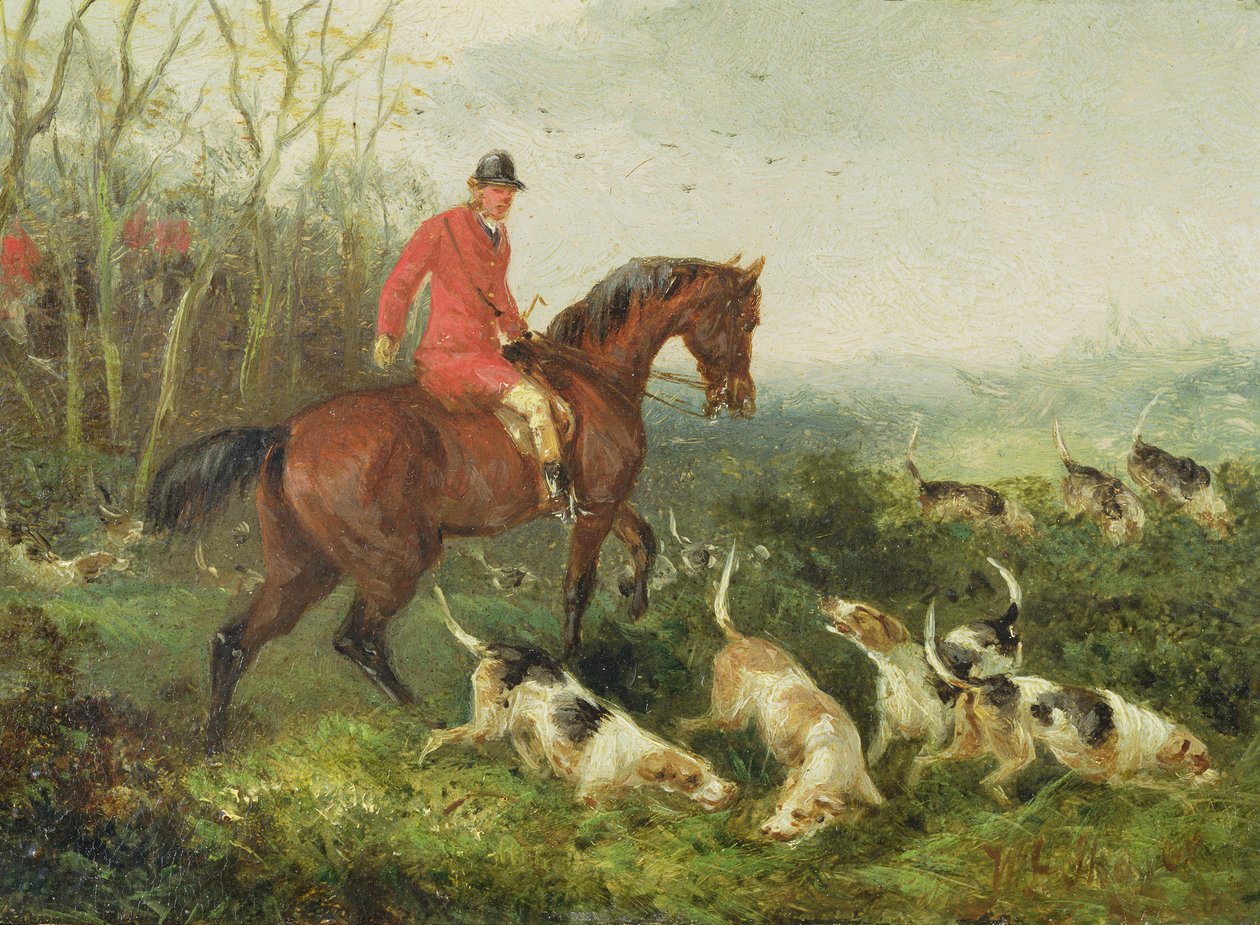 Foxhunting: At Cover (olja på frässkiva) av William Joseph Shayer