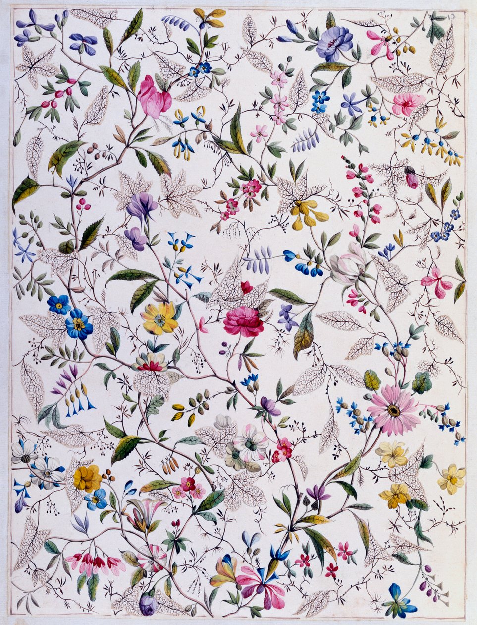 Textildesign, ca 1788-92 (wc på papper) av William Kilburn