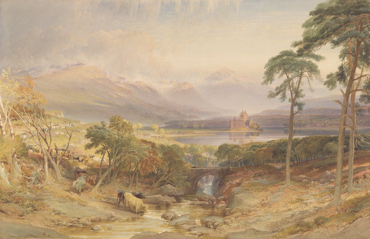 Kilchurn Castle, Argyllshire, 1865 (wc, f.Kr., utskrapa och grafit på papper) av William Leighton Leitch