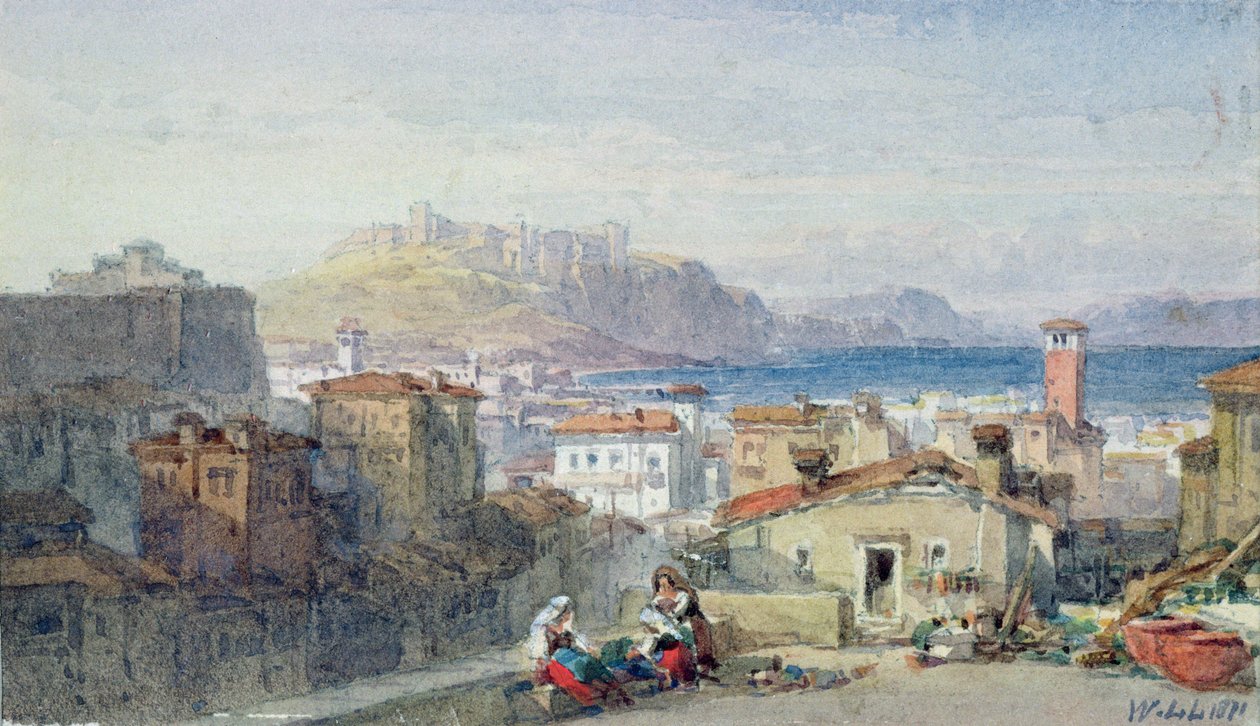 Neapel, 1800-talet; vattenfärg; av William Leighton Leitch