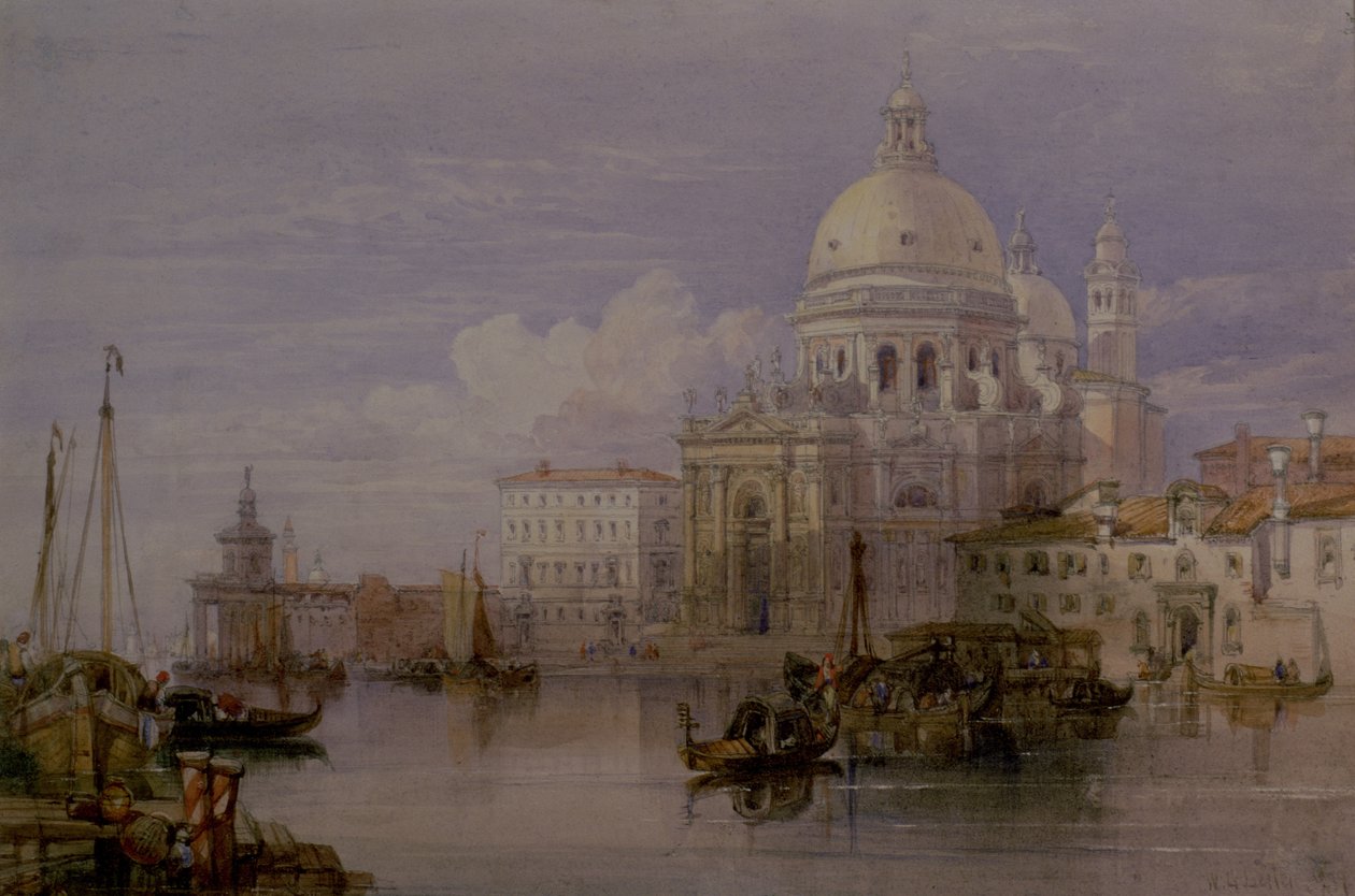Santa Maria della Salute från Canal Grande, Venedig, 1800-talet (akvarell) av William Leighton Leitch