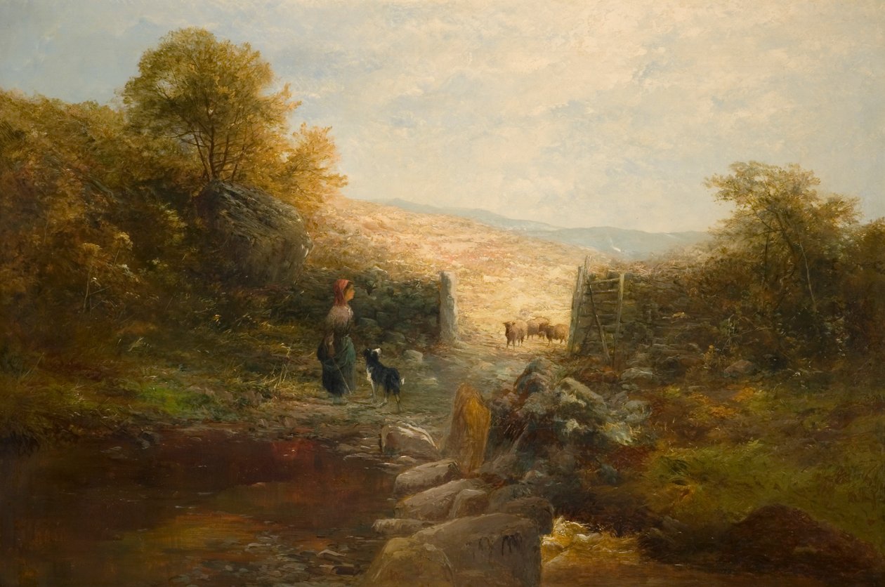 Herdinna med får av William Linnell