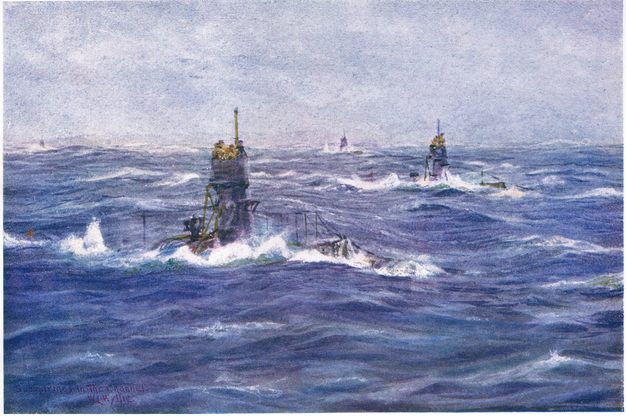 Ubåtar i kanalen, 1915 av William Lionel Wyllie