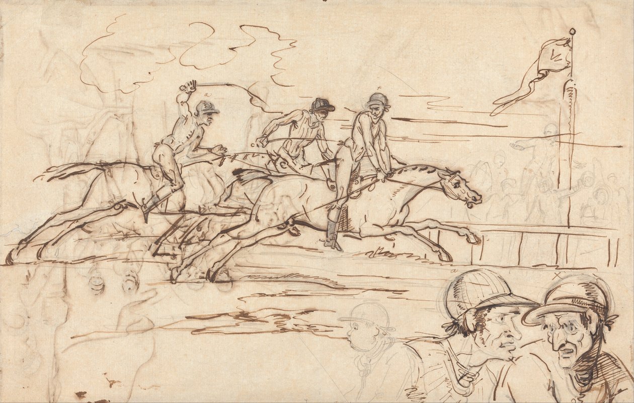 Three Racehorses Approaching the Winning Post av William Lock Ii
