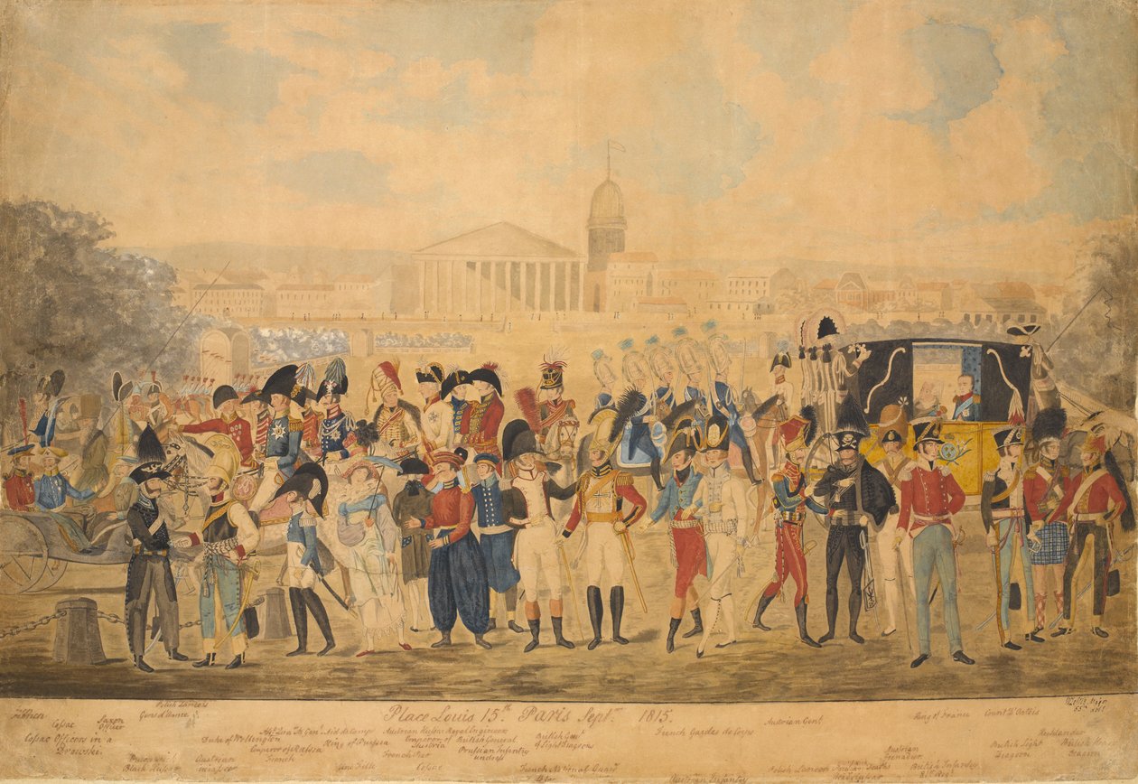 Place Louis XV, Paris, september 1815 (wc på papper) av William Loftie