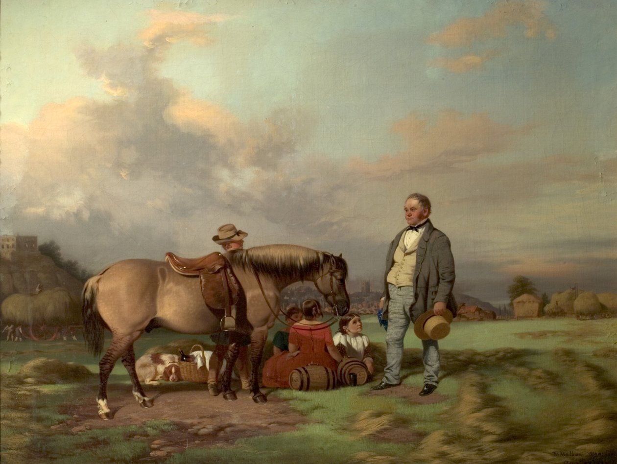 Joseph Fenton med sin familj på ängarna, Nottingham, 1840 av William Malbon