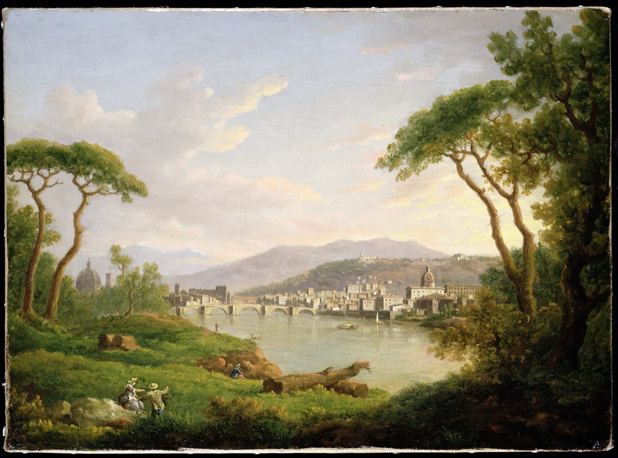 Figur som sitter på stranden av Arno av William Marlow