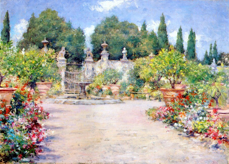  En italiensk trädgård av William Merritt Chase