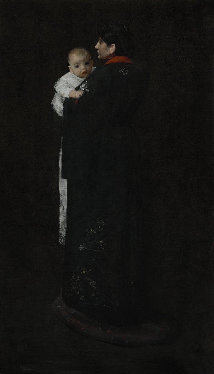 Mor och barn (Det första porträttet) c. 1888 av William Merritt Chase