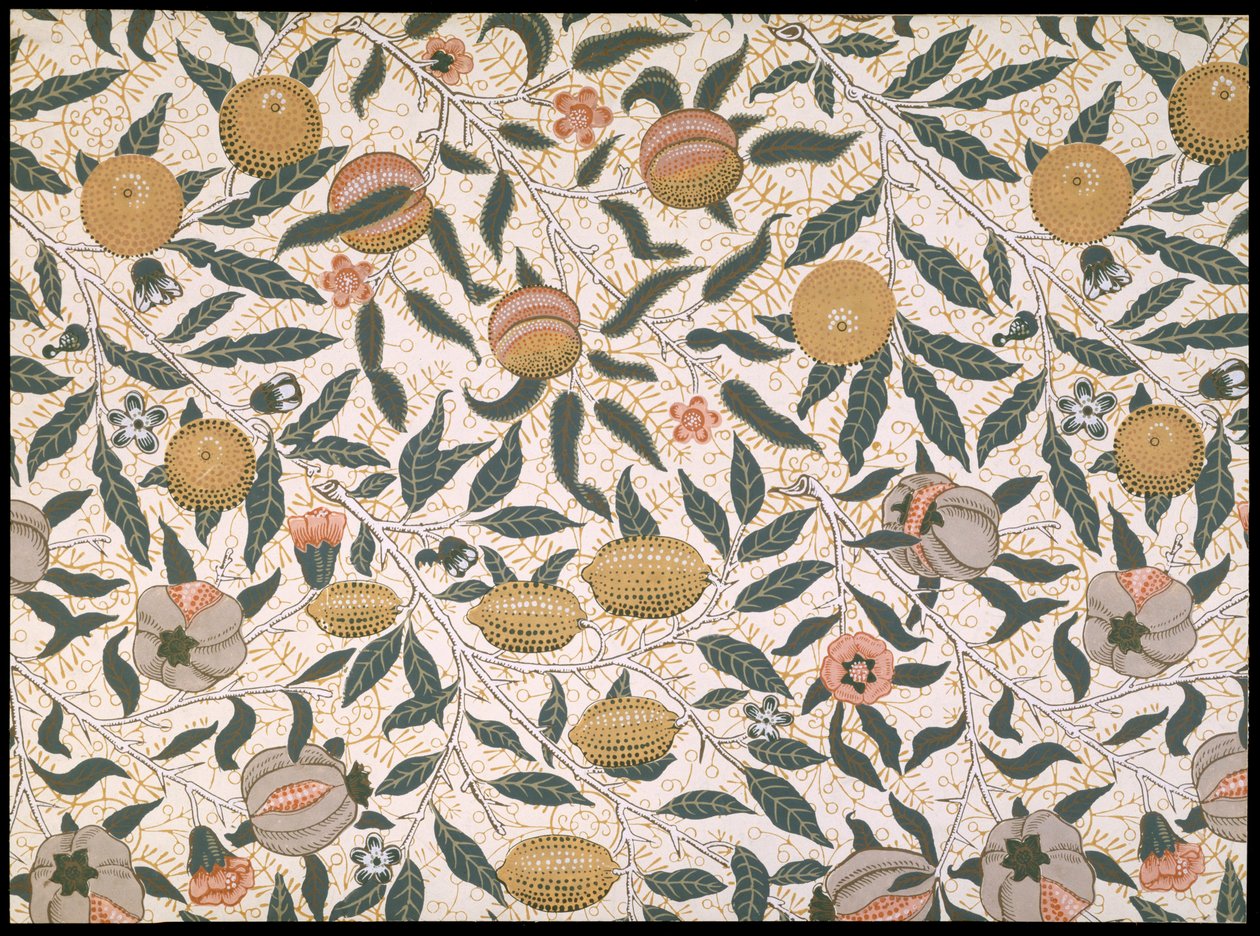 Granatäpple, design för tapeter, 1866 av William Morris