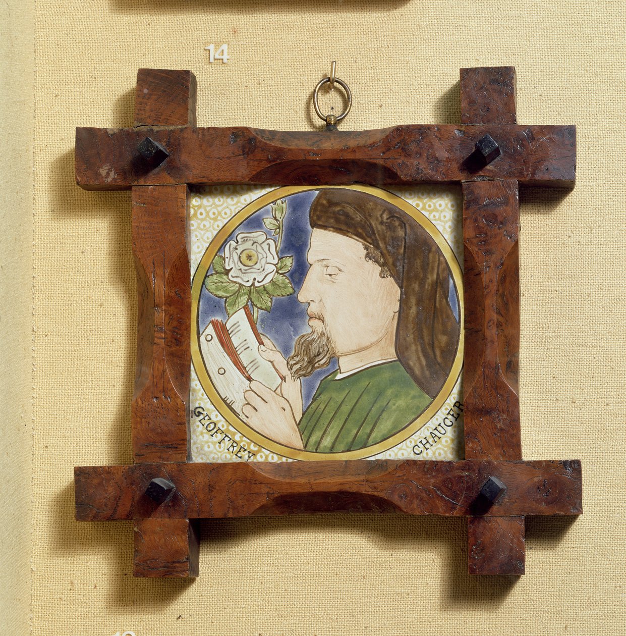 Porträtt av Geoffrey Chaucer (ca 1340-1400) (keramiska plattor) av William Morris