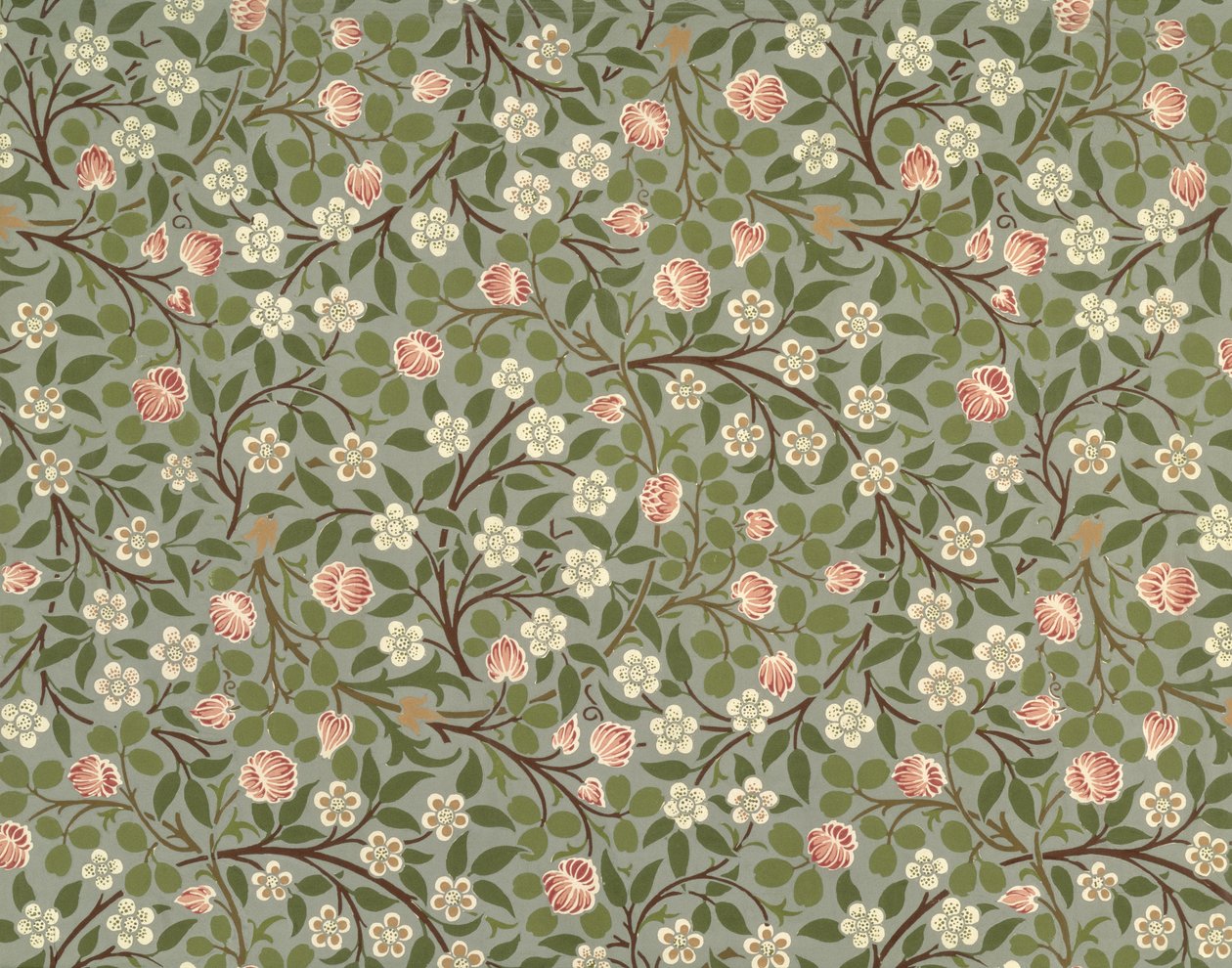 Liten rosa och vit blomtapetdesign av William Morris