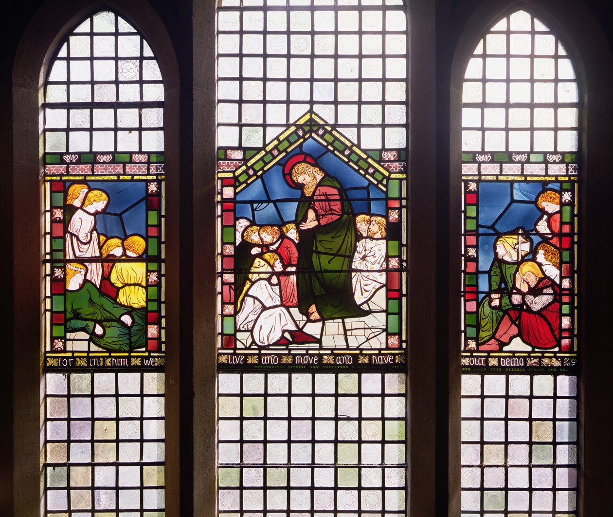 Paulus predikar i Aten, 1861 (målat glas) av William Morris