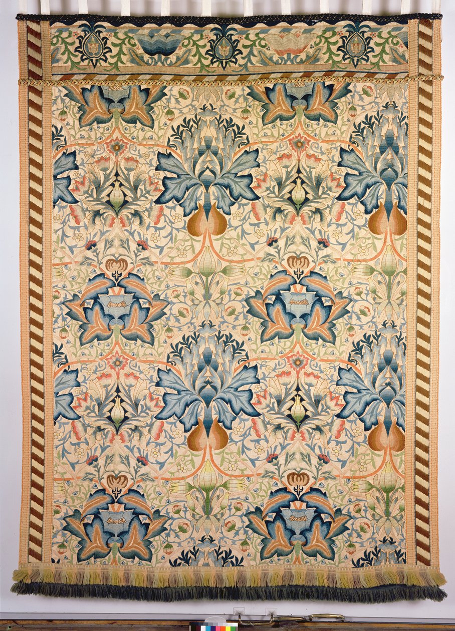 Kronärtskockans broderade hängande, bearbetad av Mrs Godman, 1877 (crewel ull på linne) av William Morris