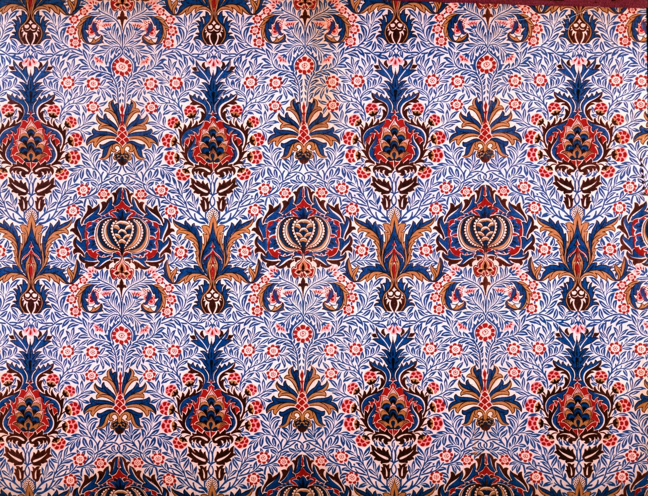 Tapetdesign, 1877 (träblock i färg på papper) av William Morris