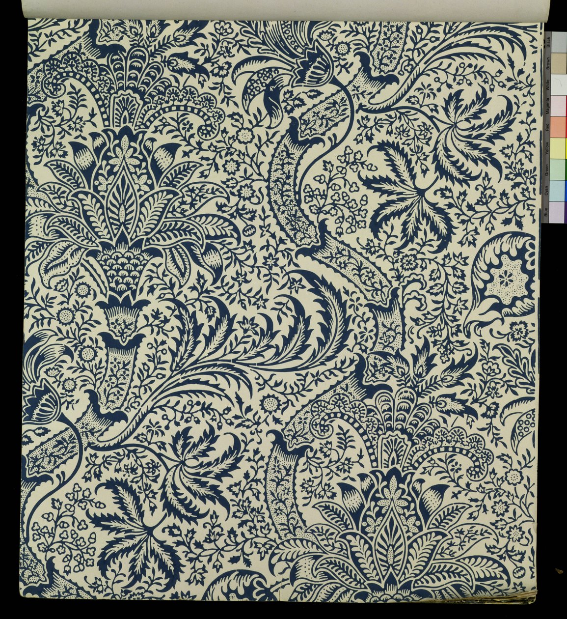 Tapet med marinblått tång stil design av William Morris