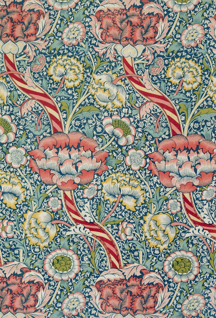Tryckt tyg "Wandle", tillverkat av Morris and Co. och Aymer Vallance, från "The Art of William Morris", pub. 1897 av William Morris