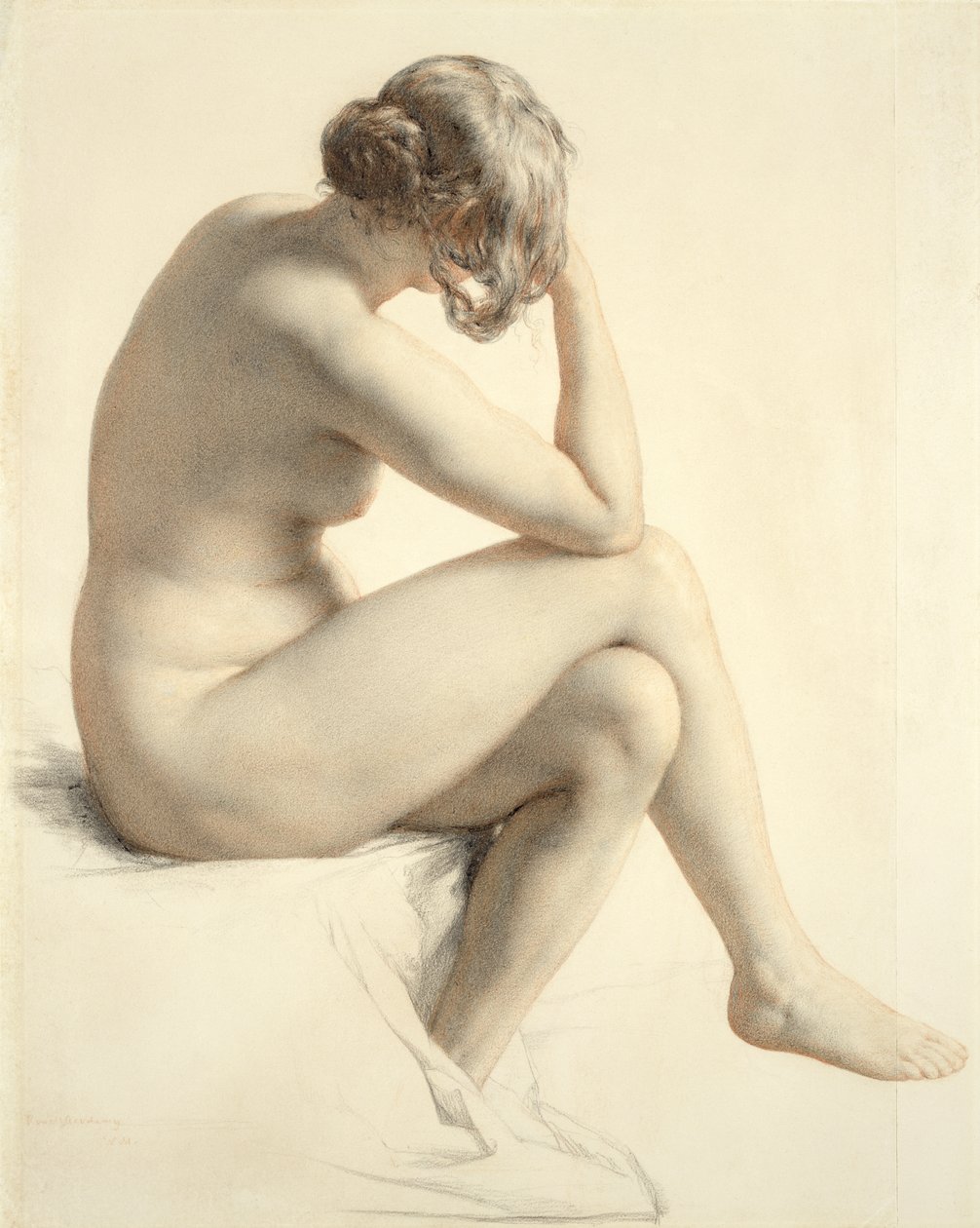 Life Study (pastell och penna på papper) av William Mulready