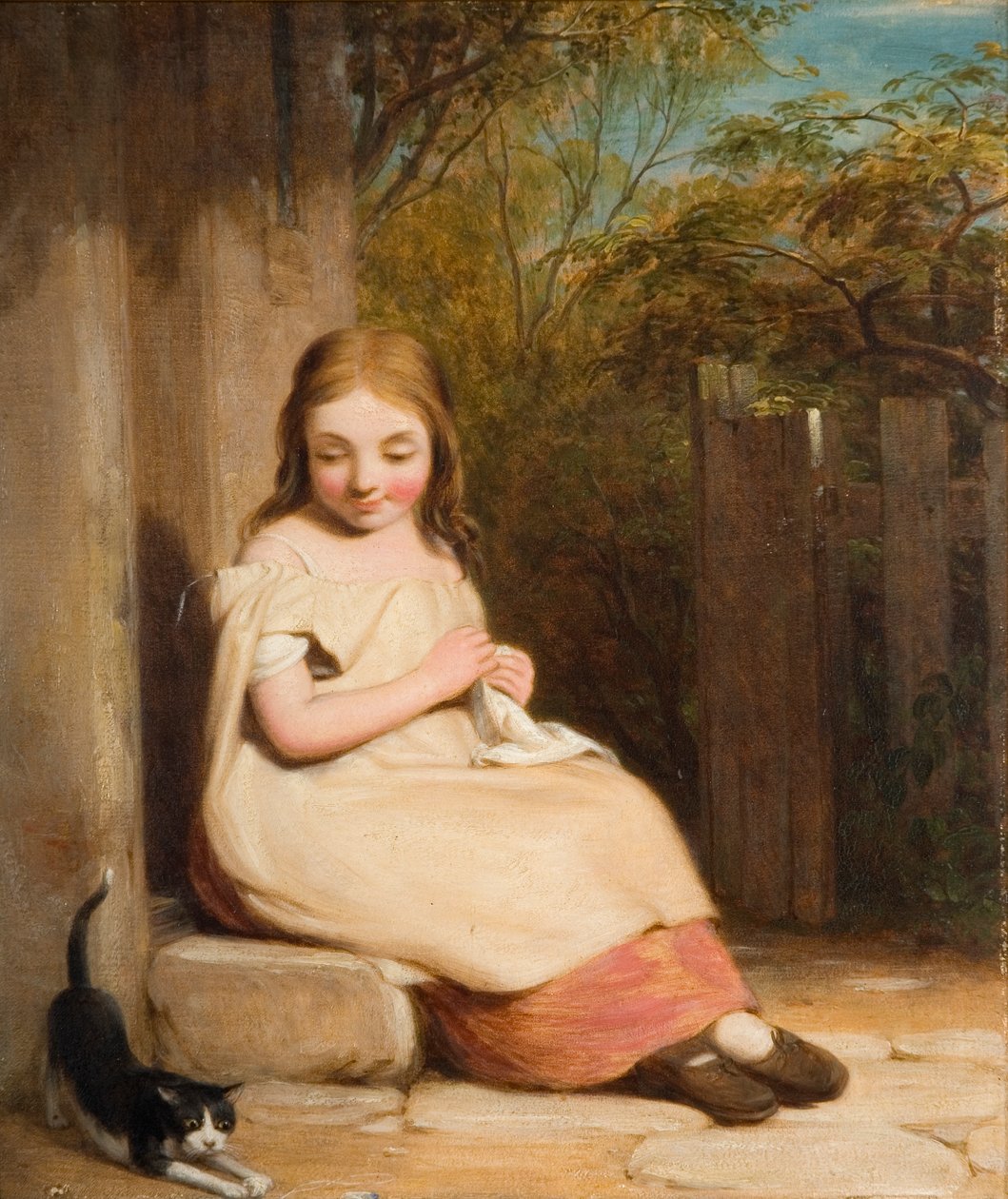 Ung flicka med kattunge, av William Mulready