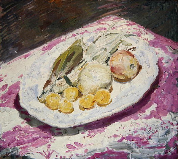 Stilleben, frukt på ett fat, 1829 av William Nicholson