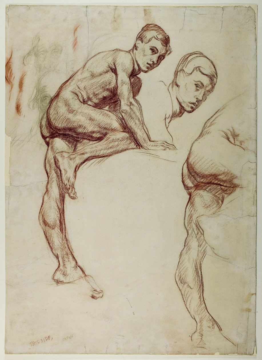 A Study of a Young Man Climbing, c.1898 (röd och svart krita på papper) av William Orpen