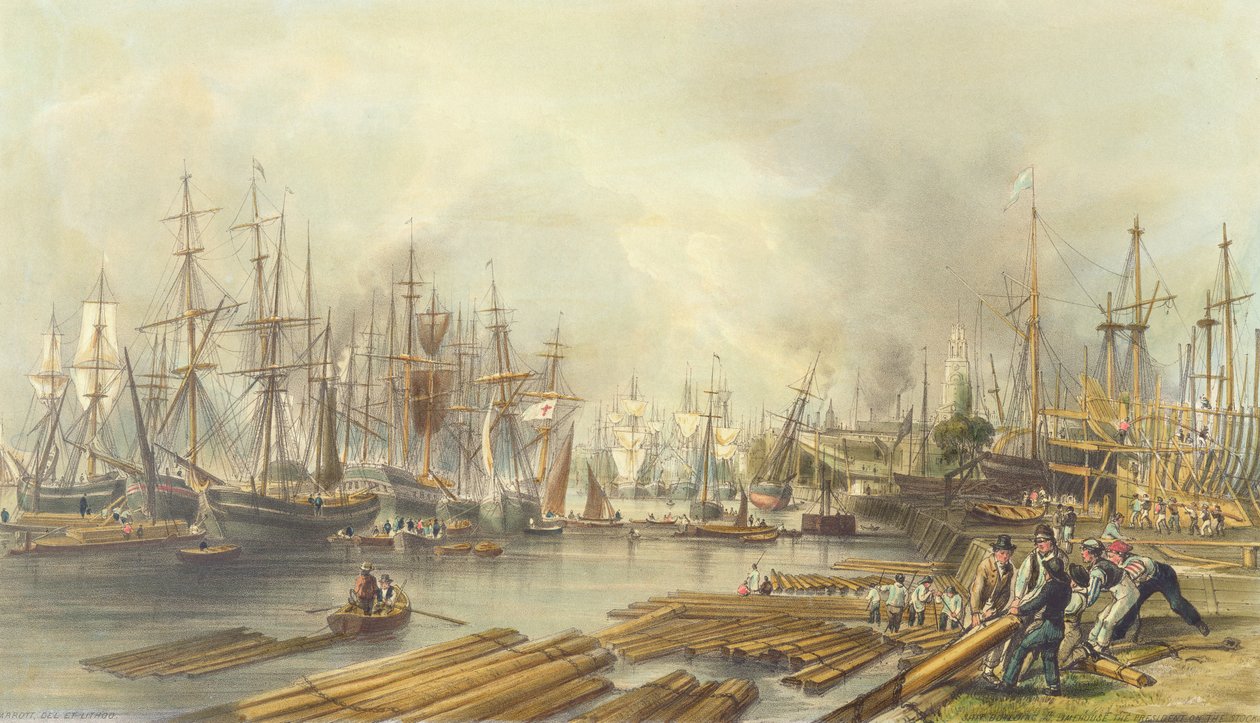 Skeppsbygge vid Limehouse, 1840 av William Parrott