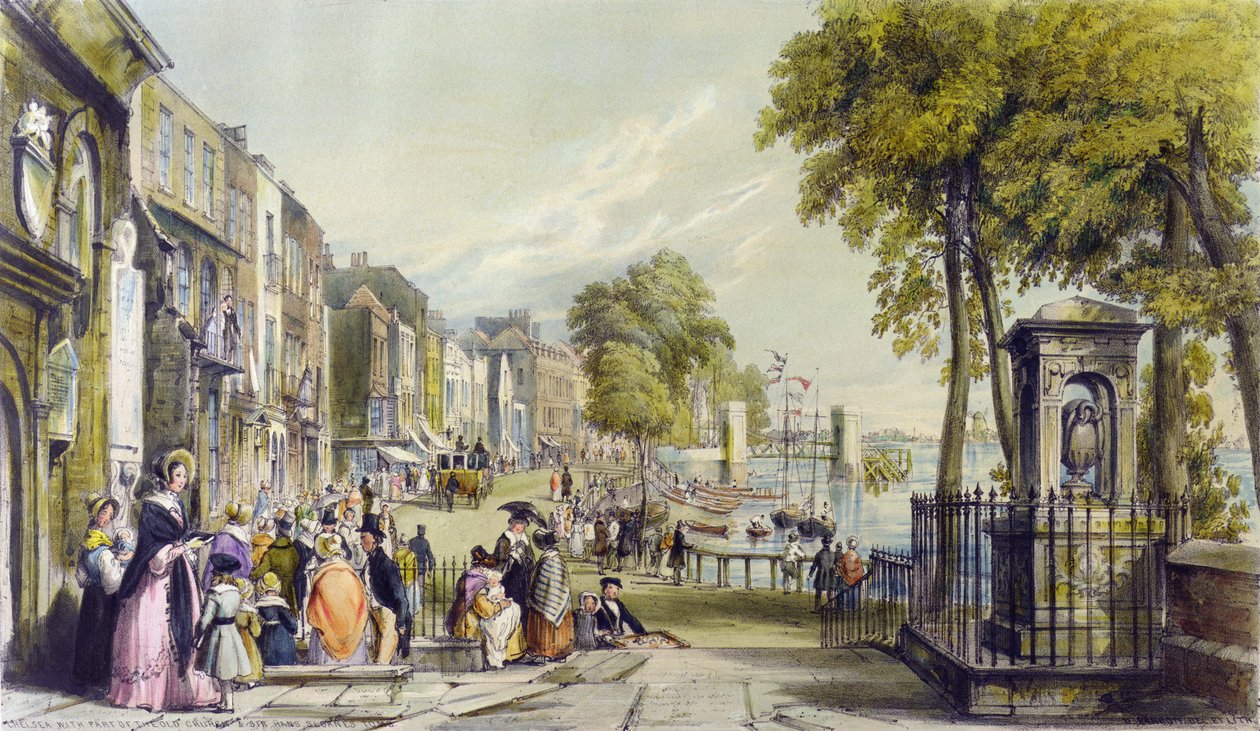 Utsikt över Cheyne Walk, Chelsea, 1840 av William Parrott