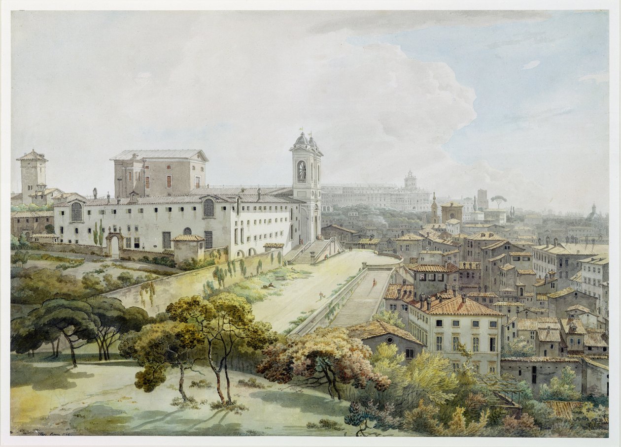 En utsikt över Rom tagen från Pincio, 1776 (wc över grafit på antikt lagt papper) av William Pars
