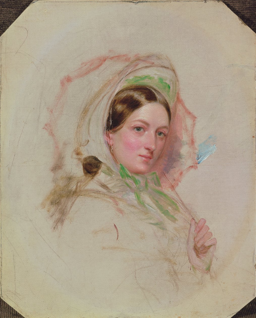 Dam med ett parasoll (studie för Derby Day) av William Powell Frith