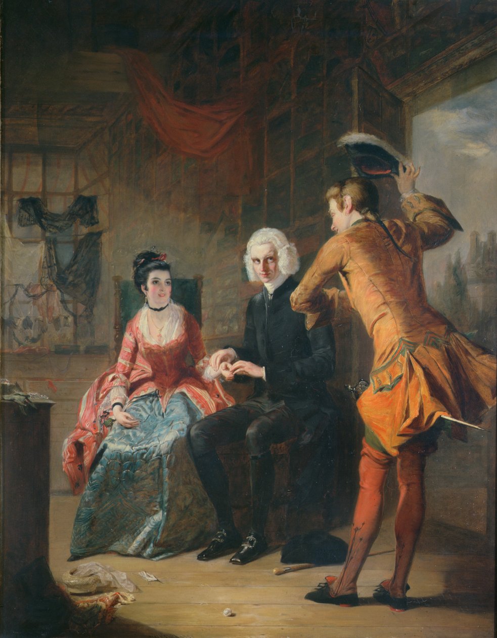 Scen i Parisbutiken från A Sentimental Journey, 1841 av William Powell Frith