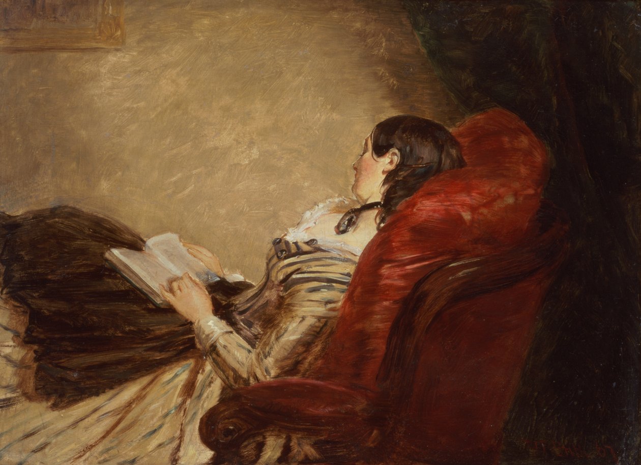 Skiss över konstnärens hustru som sover i en stol, 1867 av William Powell Frith