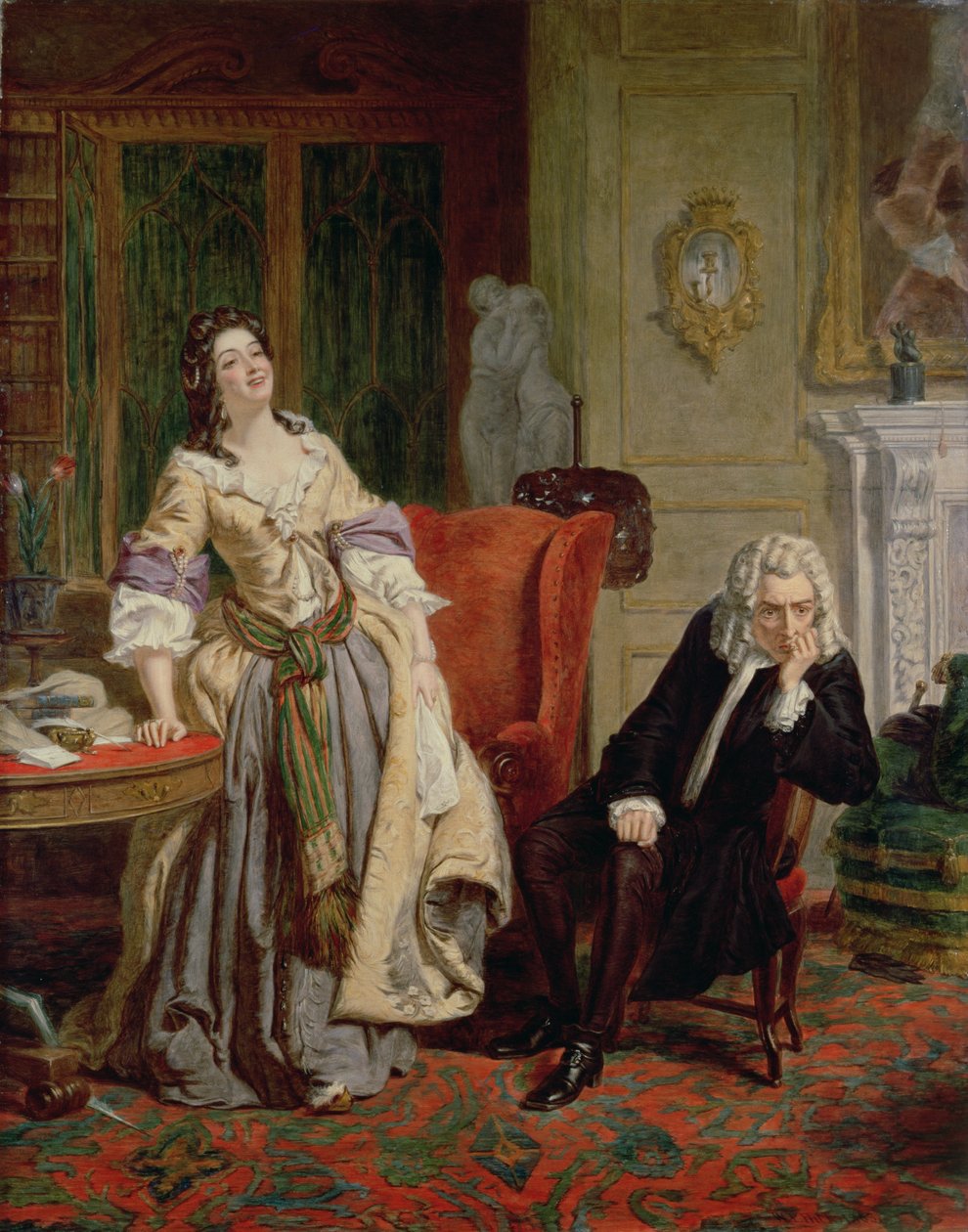 The Rejected Poet: Alexander Pope och Lady Mary Wortley Montagu 1863 av William Powell Frith