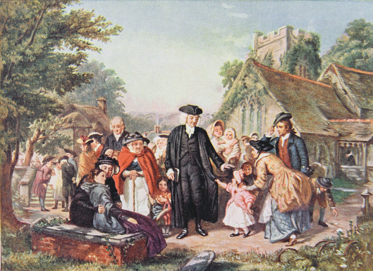 The Village Clergyman, illustration från "Lives of Great Men Told by Great Men", redigerad av Richard Wilson, ca 1920-talet av William Powell Frith