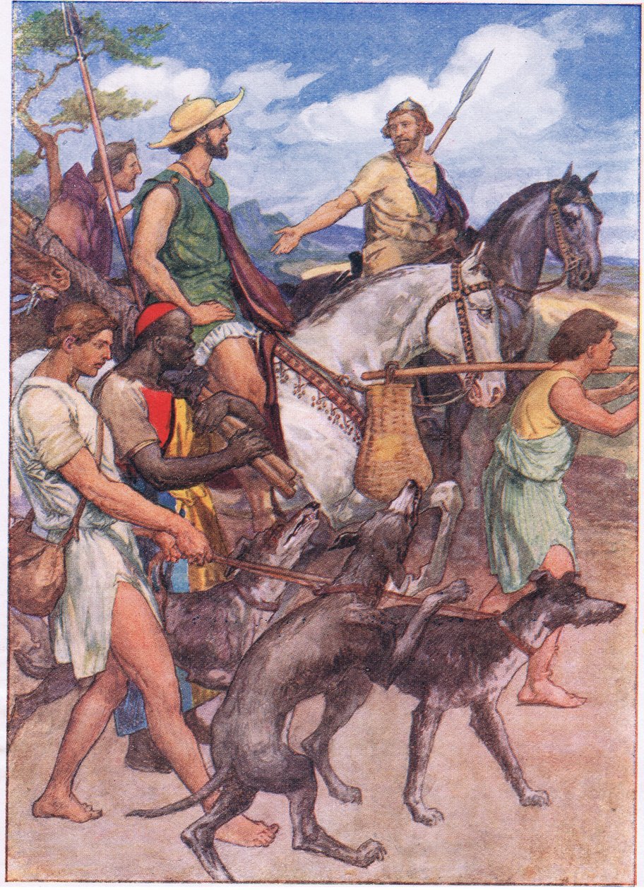 Pelopidas ger sig av mot Thebe, från Plutarch Lives publicerad av T C & E C Jack Ltd, 1920-talet av William Rainey