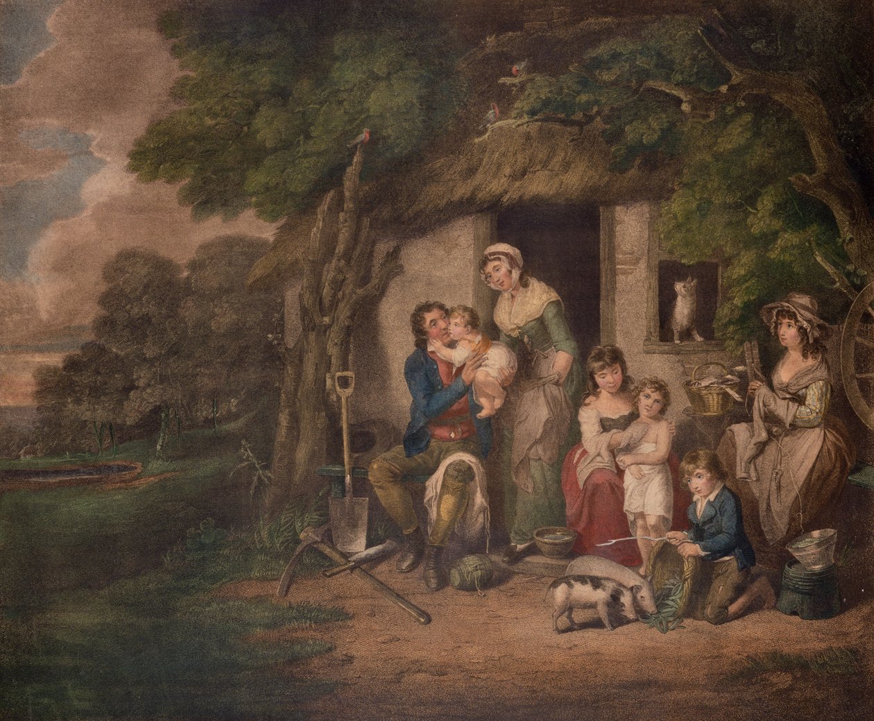 Lördag kväll, 1795 (färggravyr) av William Redmore Bigg
