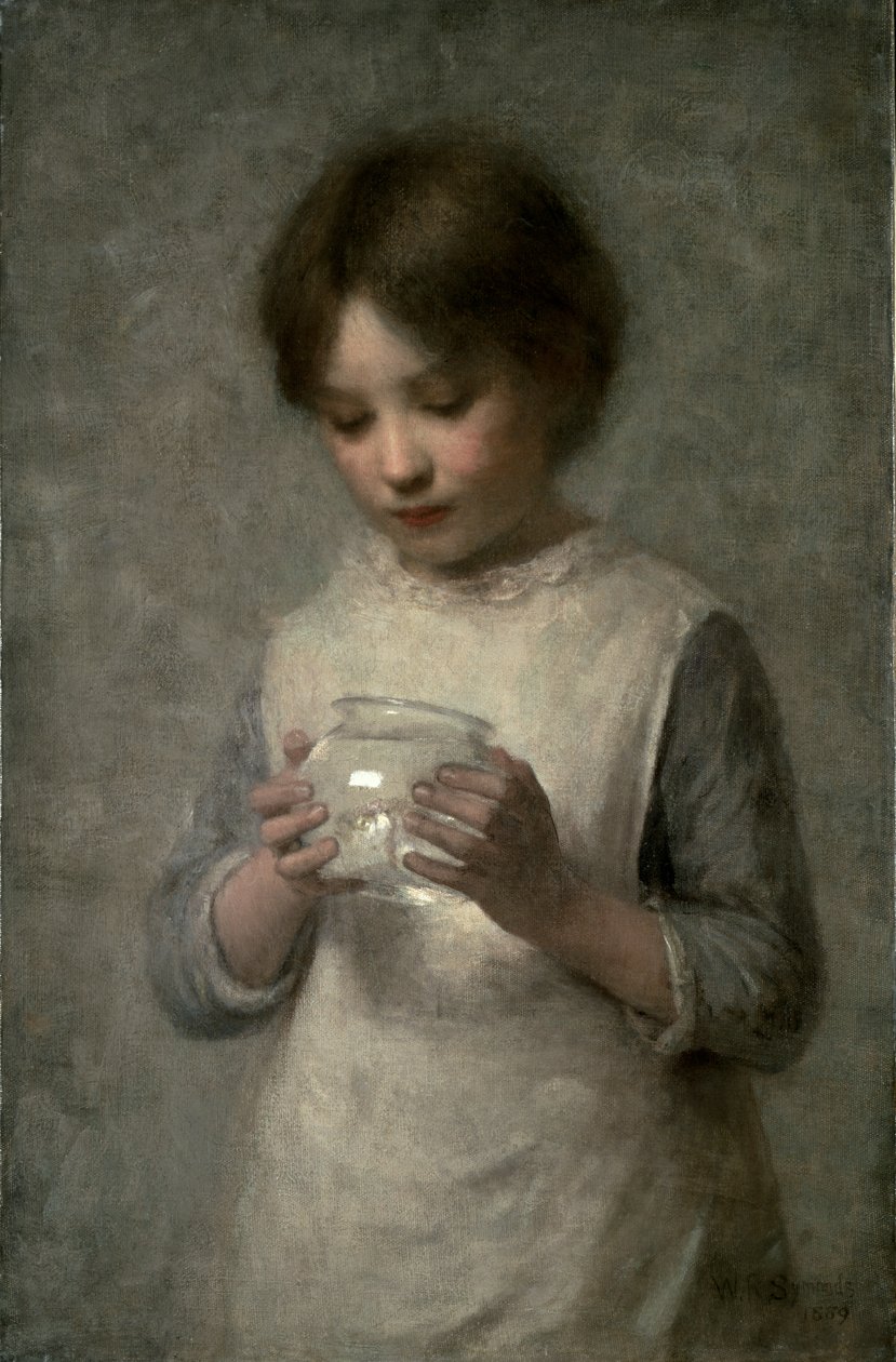 Flicka med en silverfisk, 1889 av William Robert Symonds
