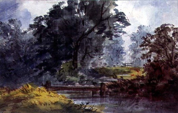 Landskap, med bäck och träd av William Roxby Beverly