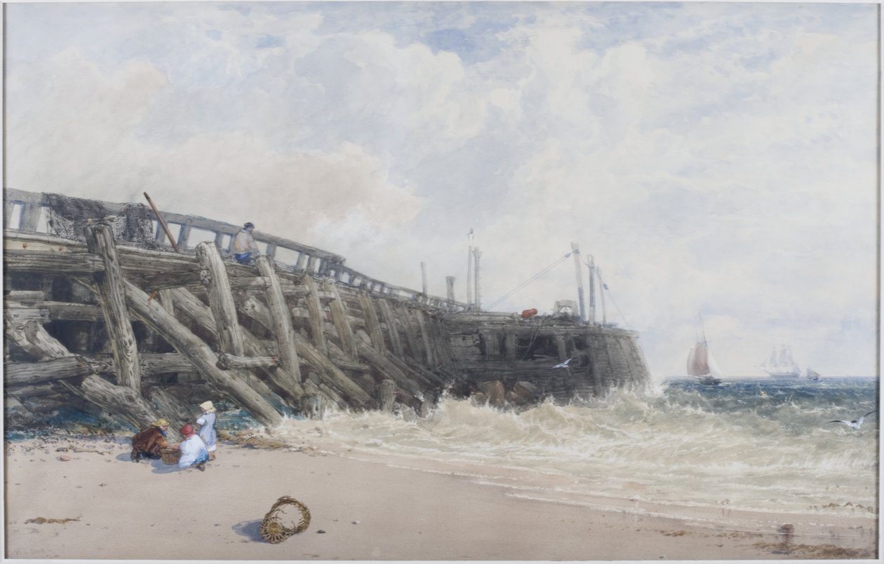 Newhaven Old Pier (akvarell) av William Roxby Beverly