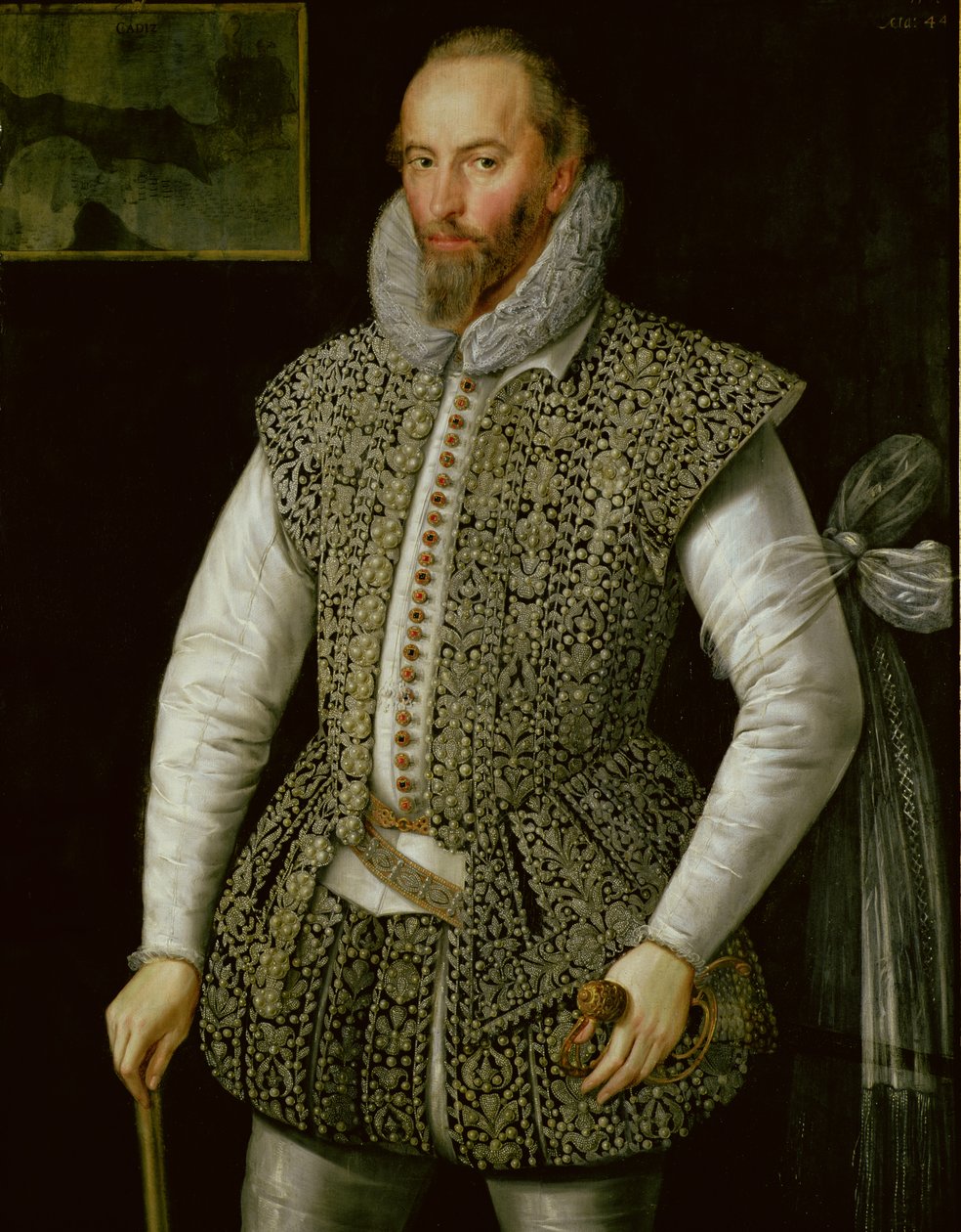 Porträtt av Sir Walter Raleigh, 1598 av William Segar