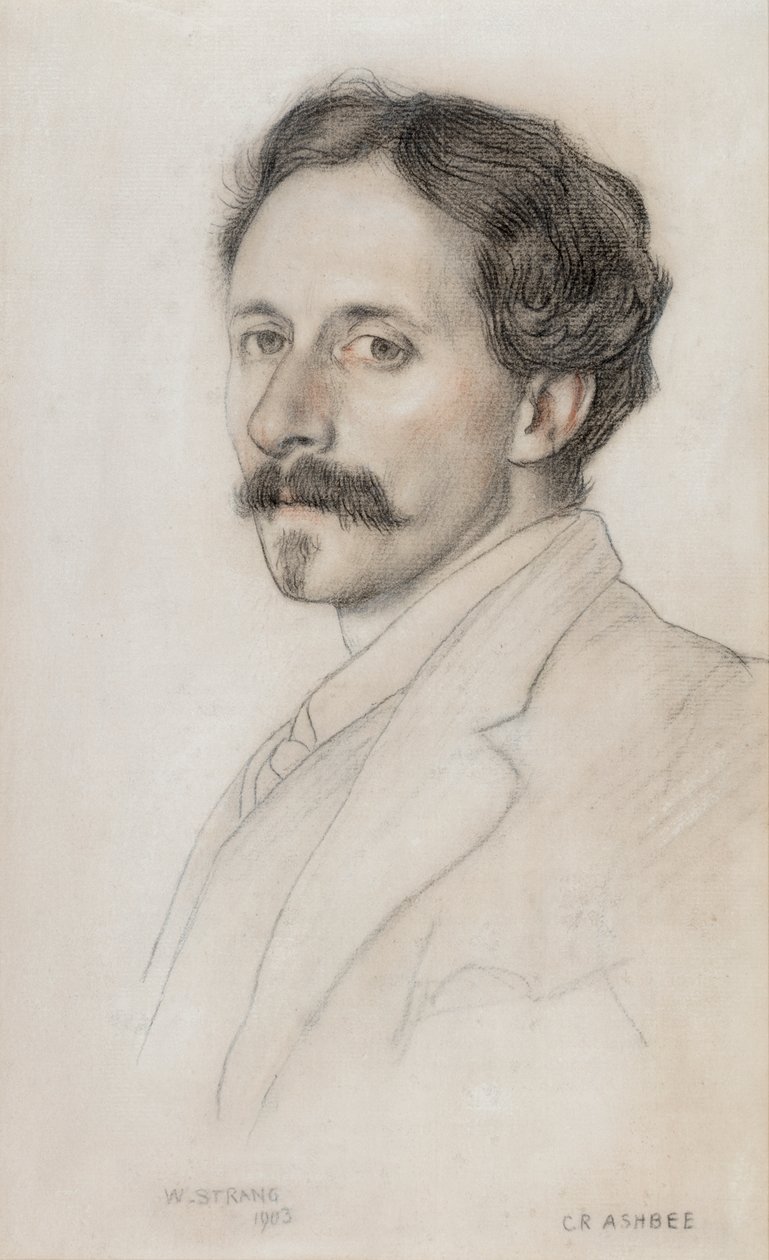 Porträtt av Charles Robert Ashbee (1863-1942) 1903 (kol och krita) av William Strang