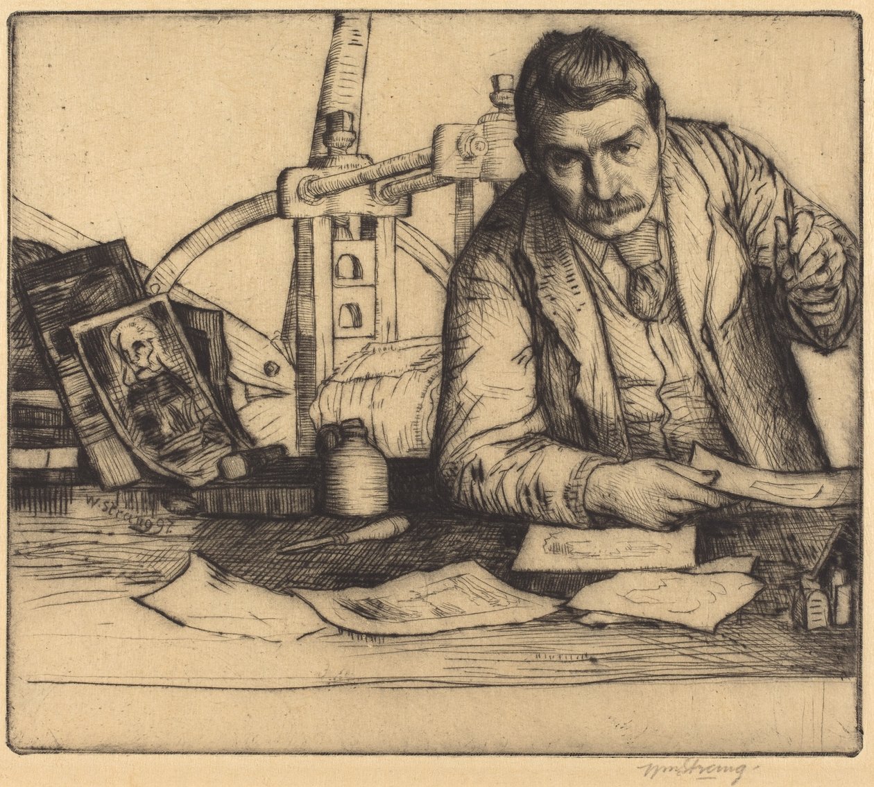 Självporträtt, 1897 (torrnål) av William Strang
